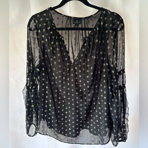 Worhthington Women’s Sheer Top with Gold Foil Print Size L